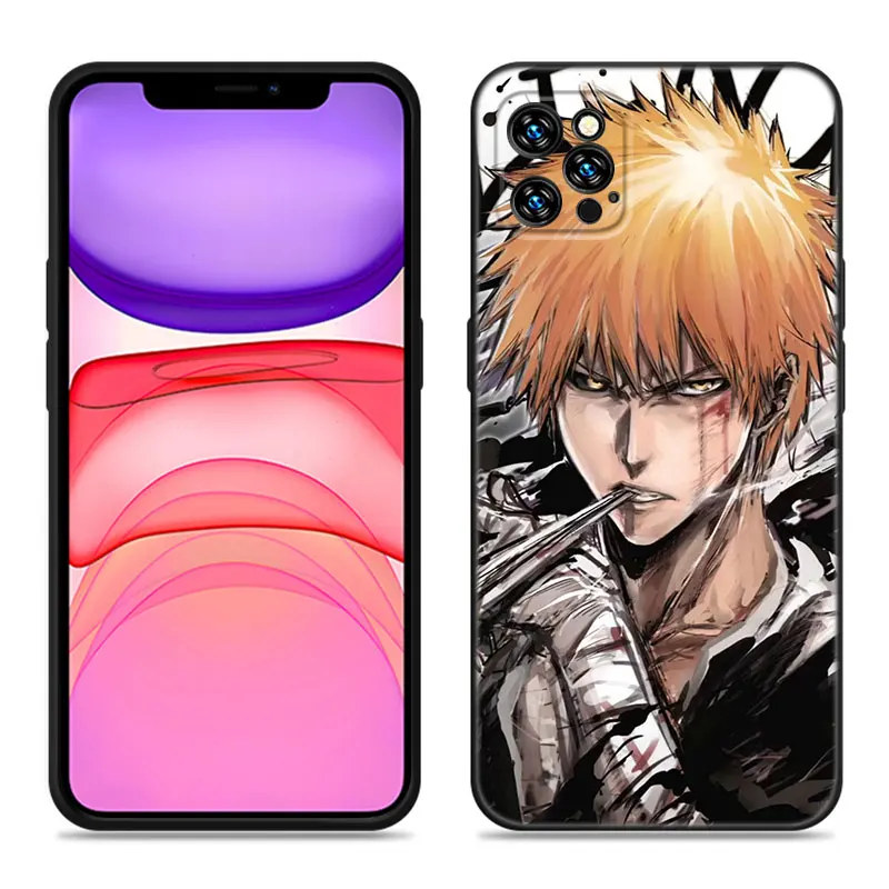 BLEACH Comics Black Silicone Phone Case For Apple iPhone 12 13 Mini 11 14 15 16 Pro Max 7 8 Plus Shell Cover image 6
