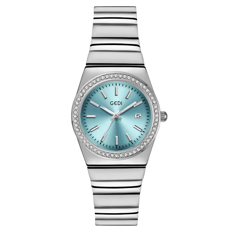 Niche Premium Sense Belt Calendar Guangzhou Watch Women's Light Luxury Diamond-encrusted Waterproof Bamboo Belt Quartz Watch