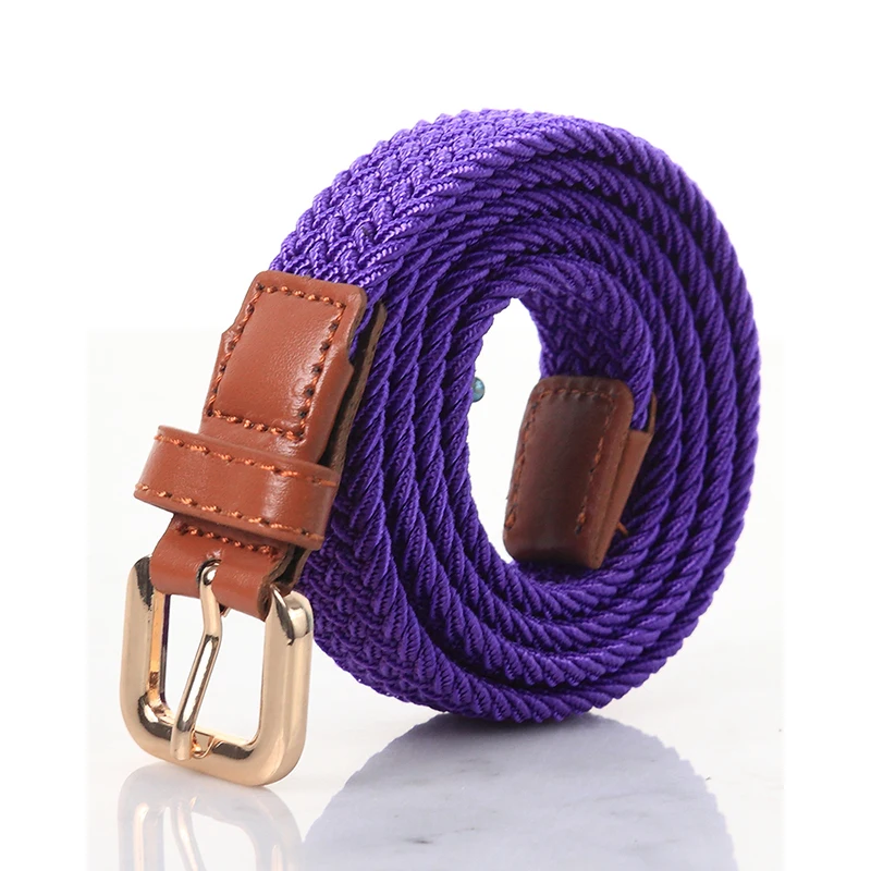 SupSindy Women & Children\'s Elastic Belt Pin Buckle Weave Stretch Canvas Belt Candy Colors Luxo Jeans Belts para Meninos Meninas Strap