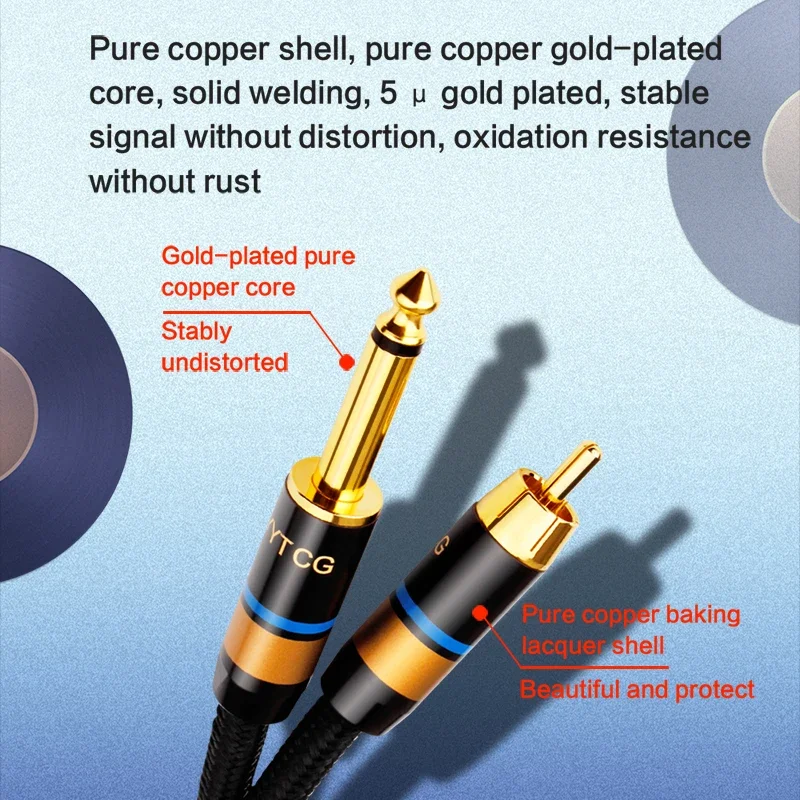 Imagem -02 - Yytcg-dual Rca Cabo de Áudio para Amplificador Mixer Speaker Hi-end Ofc 6.5 mm para Rca 6.35 mm Par