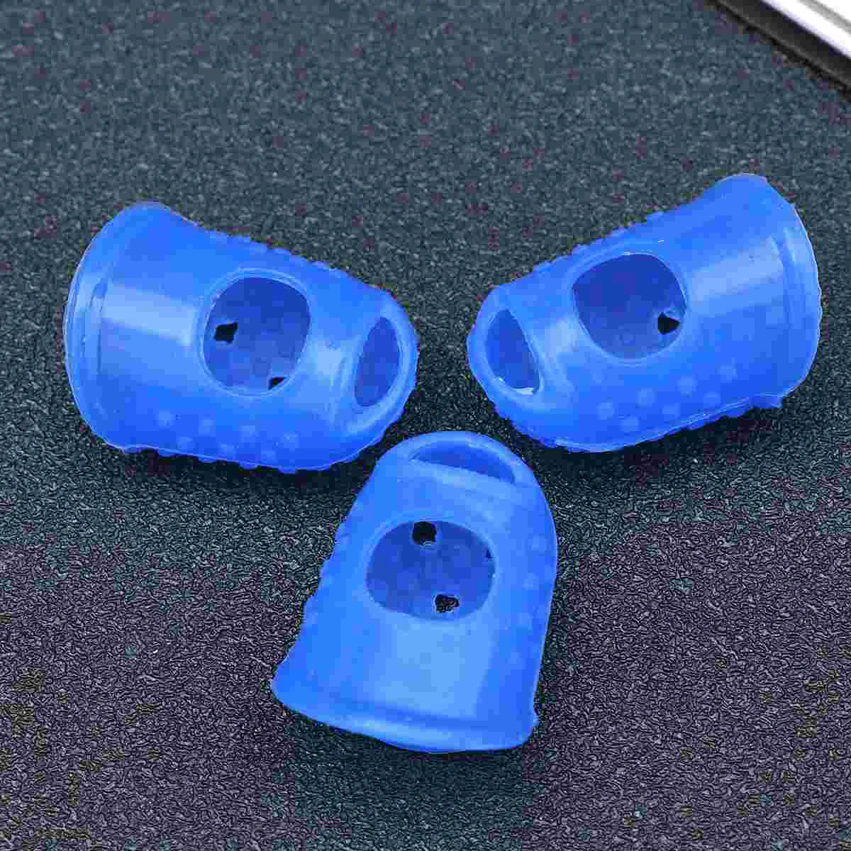 

3 Pcs Finger Sleeve Fingertip Grips Silicone Guard Protector Tips Protection Guitar Blue Office