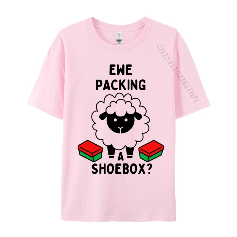 Ewe Packing A Shoebox Christmas Child Giving T-Shirts Latest Tops & Tees Cotton Men Holiday Youthful T Shirts