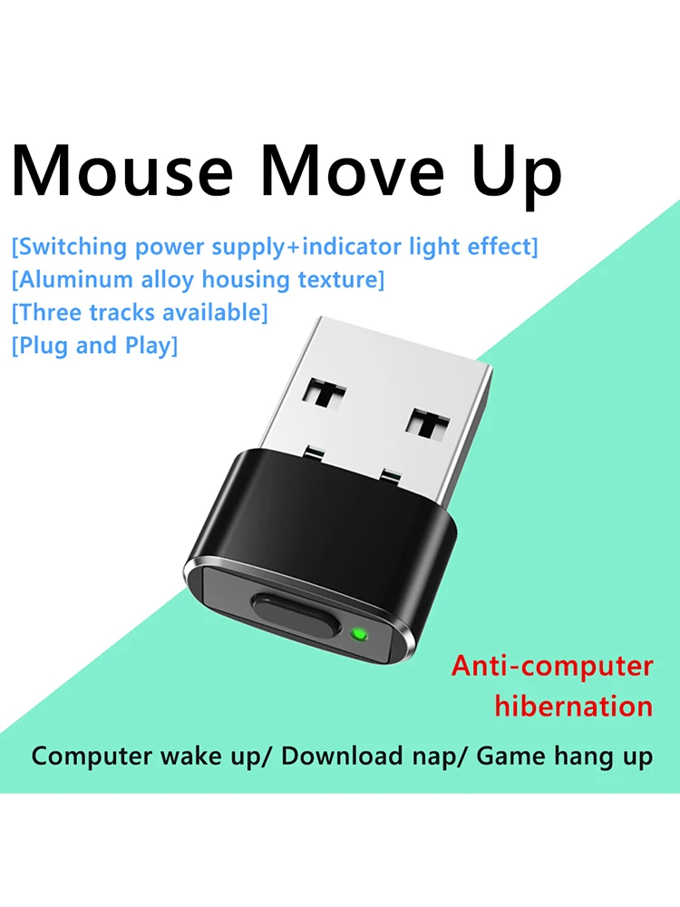 Mini Mouse Mover Jiggler Pulsante ON/Off Mouse automatico USB Jiggler Mover Plug and Play non rilevabile Mantiene sveglio per il computer