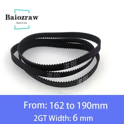 3D Printer Parts GT2 6mm Closed Loop Rubber Timing Belt 162 164 166 168 170 172 174 176 178 180 182 184 186 188 190mm 2GT 1pcs