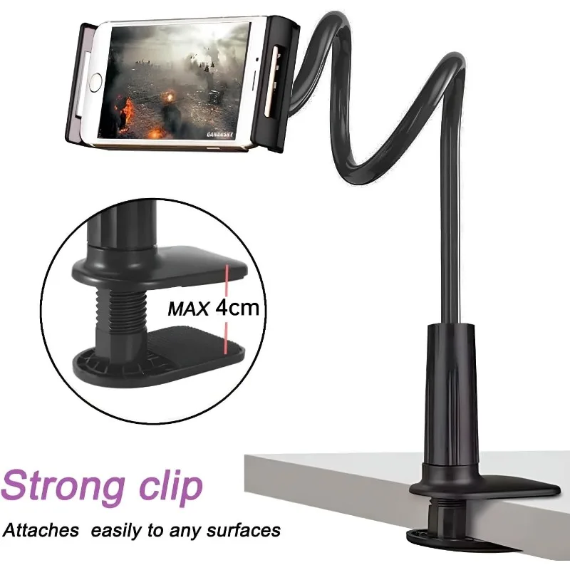 Soporte Flexible para Tablet con Clip de Montaje, Brazo de Acero Sólido para iPad, iPhone, Kindle, Samsung Galaxy, Abraz