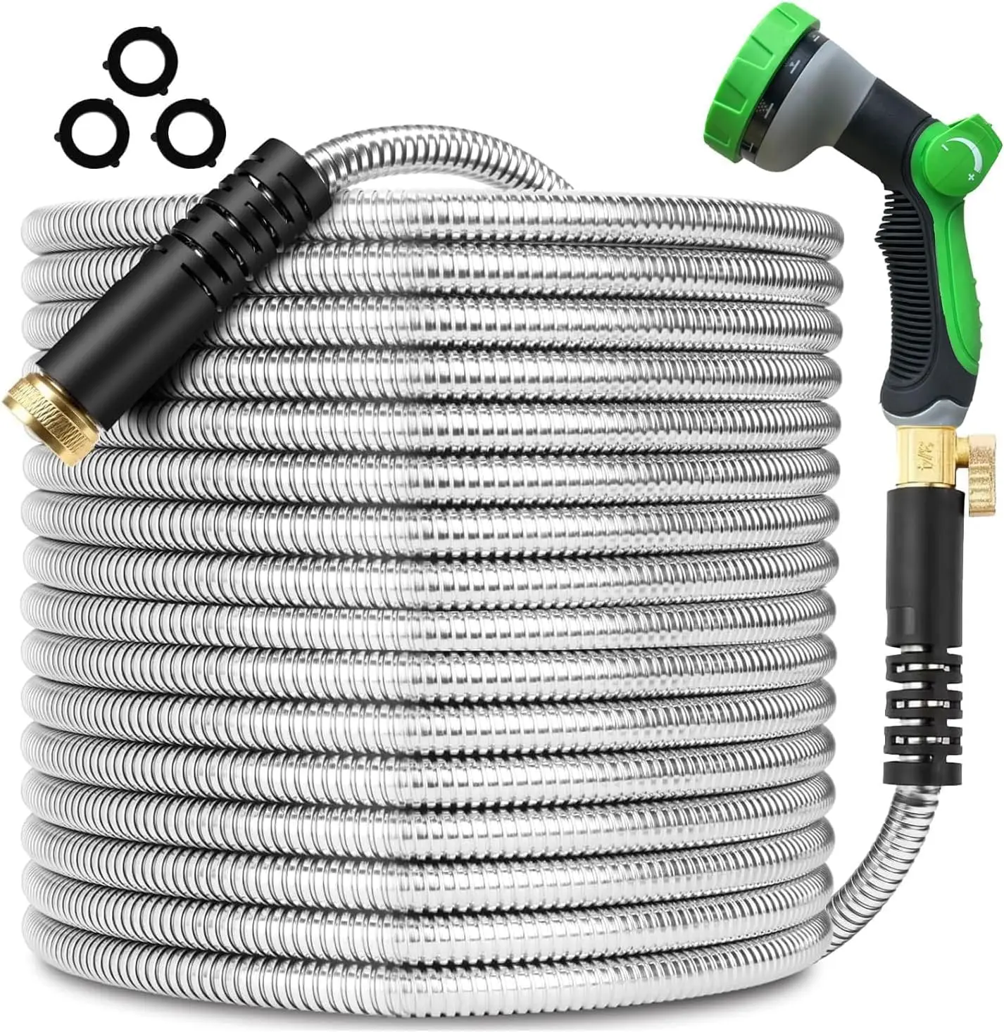 

200FT Metal Garden Hose 304 Stainless Steel Flexible Water Hose - No Kink & Tangle Heavy Duty Pipe