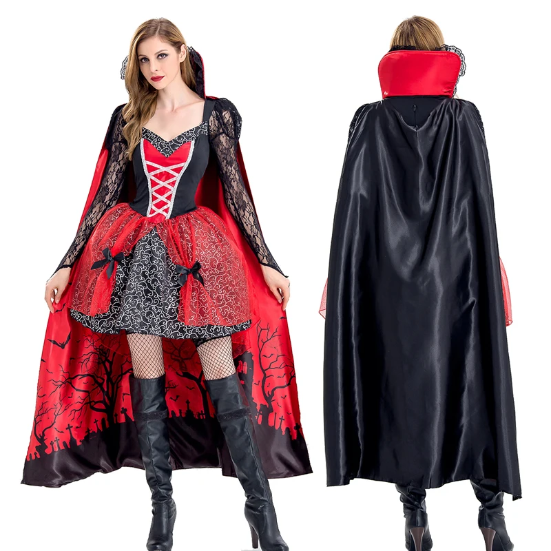 

Large Size Halloween Costume Devil Witch Outfit Bloodthirsty Queen Party Dress Toxic Skirt Stage Performance