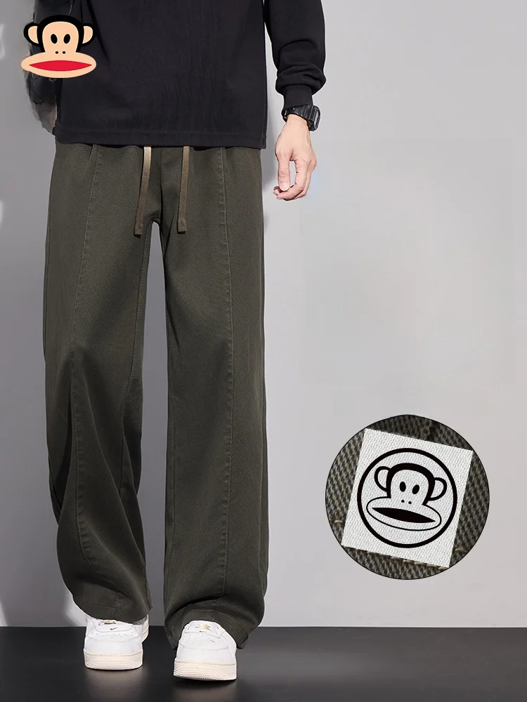 

PaulFrank Men's Casual Straight Leg Pants Loose Fit Military een Drapey Autumn Season Faionable Fabric Long Trousers