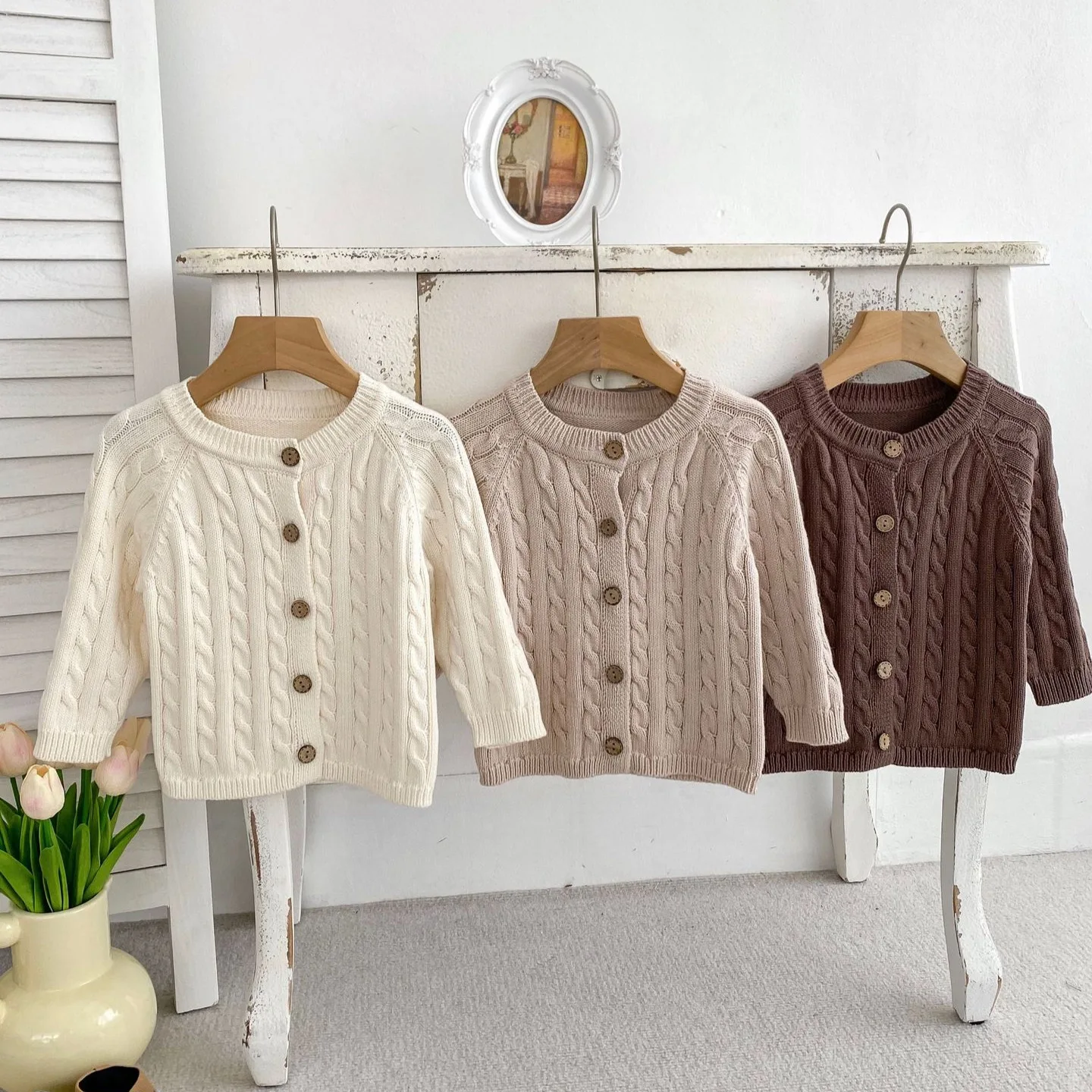 0-3T Newborn Baby Sweater Cardigan Kid Baby Boy Girl Winter Clothes Knit Top Long Sleeve Thick Warm Knitwear Coat Outfit