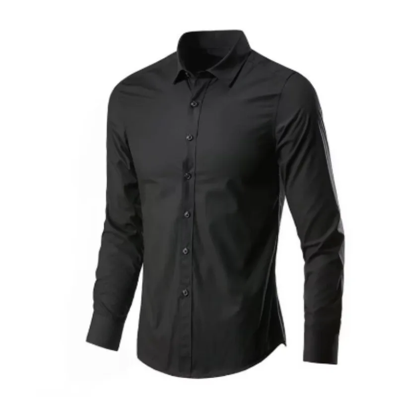Hot Sale Men Business Formal Shirts Male Stylish Solid Color Long Sleeve Formal Tops Lightweight Breathable Anti Wrinkle Shirt