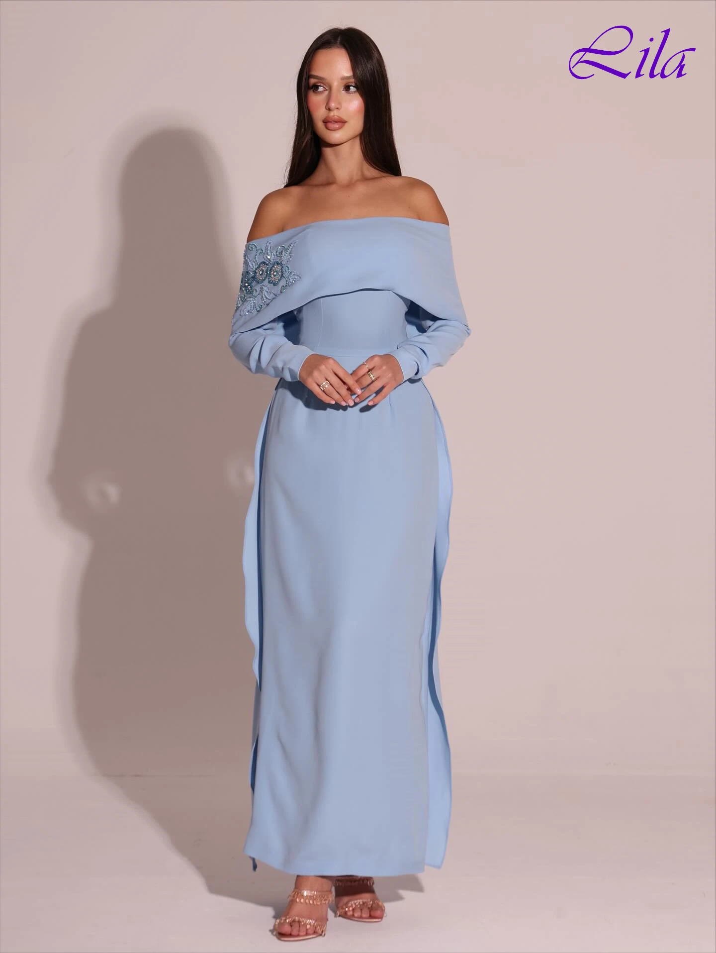 

Customized Straight Boat Neck Cap Sleeve Elegant Evening Dress Delicate Party Dress Fashion Modern Bespoke Occasion Gowns