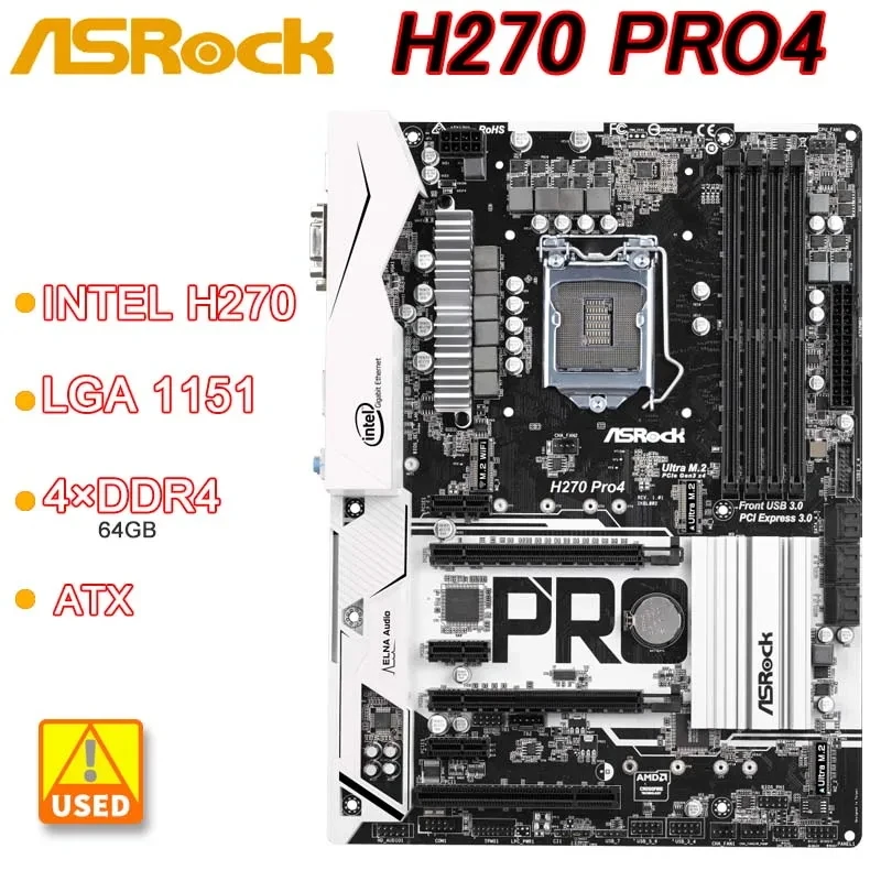 

Материнская плата ASRock H270 PRO4 Intel H270 LGA1151 DDR4 64GB PCI-E 3.0 M.2 HDMI ATX Поддерживает процессоры i5-7400, i3-7300, i7-6700, i3-6100