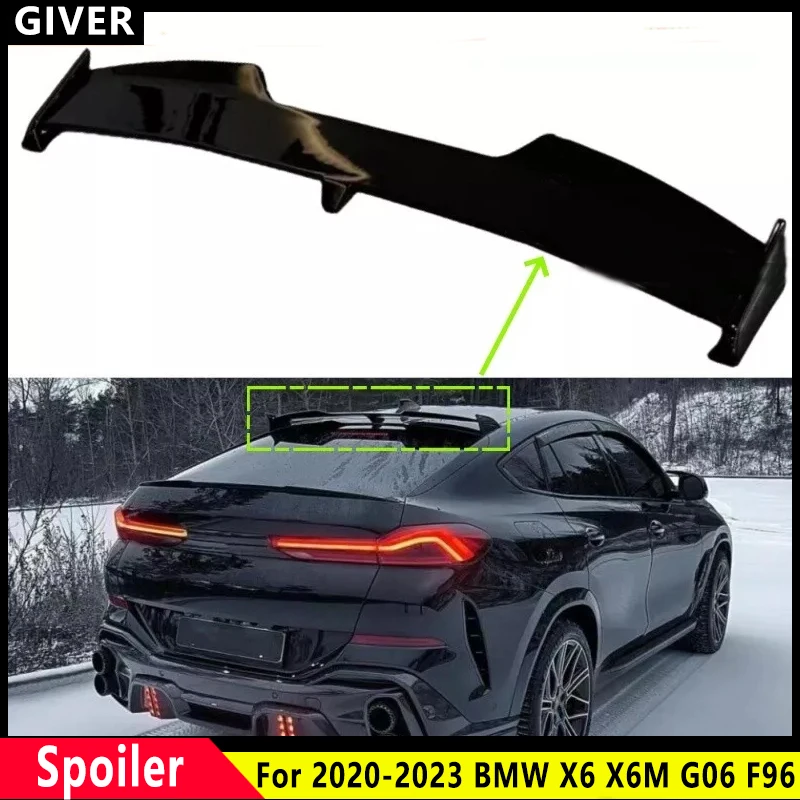 2020-2023 BMW X6 X6M G06 F96 Real Carbon Fiber FRP Tuning Accessories Car Exterior Rear Roof Window Trunk Lid Spoiler Wings