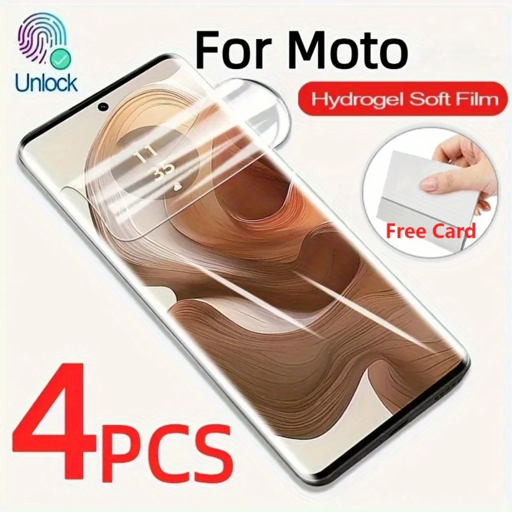 NNBILI 4 Stück Ultra-Dünne HD Weiche Hydrogel-Folie für Gebogene Bildschirme, Für MOTO Edge 70 60 50 Fusion G85 50 Neo 60 70 Ultra Film