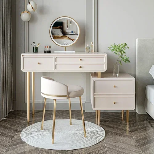 White Cabinet Vanity Set Mirror Makeup Luxury Minimalist Bedroom Dressing Table Chairs Tavolo Da Trucco Home Furniture