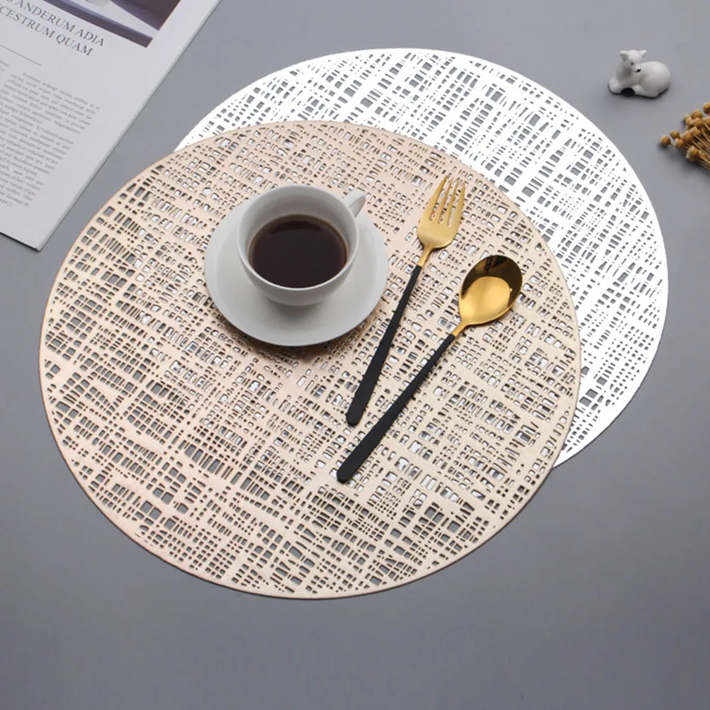 

2Pcs PVC Heat Insulation Placemats Stain Resistant Table Mats Kitchen Restaurant Decor Dining Accessories Round Place