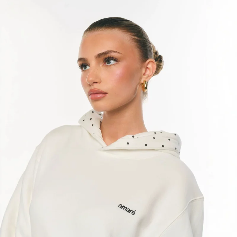 2026 Neuer Damen-Hoodie mit Polka-Dot-Detail, Oversized-Sweatshirt, Locker Sitzender Pullover mit Kängurutasche, Lässige Streetwear-Herbst-Oberteile – Detail 5
