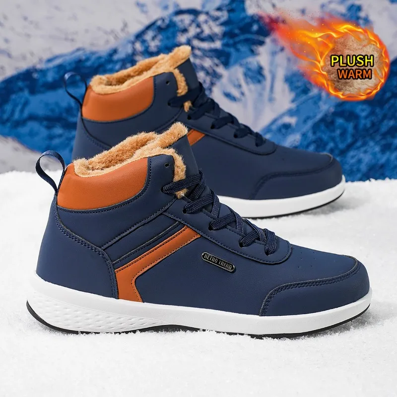 Men's Large Size Plush Inner Lining Sports Shoes Winter Men Cotton Shoes Leisure Walking Shoes for Male Casual Work Ankle Boots
