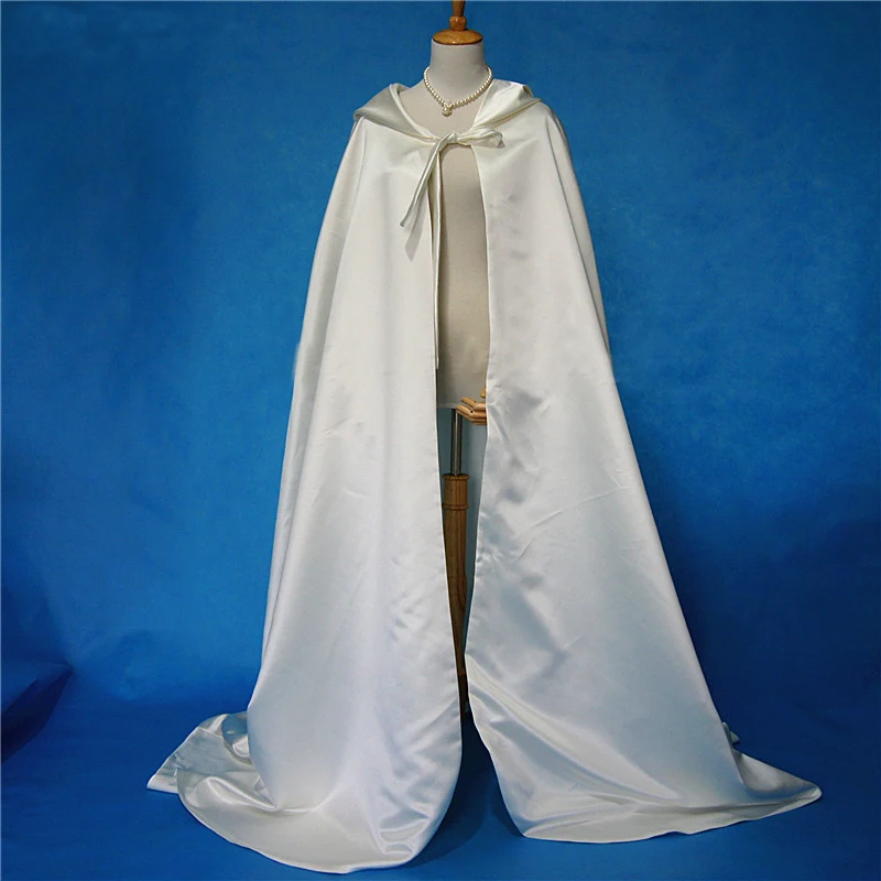 Cape de mariée longue en Satin, Cape à capuche, châle, Costume Cosplay, enveloppe de fête, couleur personnalisée