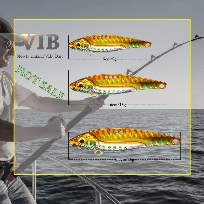 VIB Fishing Lure 8-16g Artificial Blade Metal Sinking Spinner Crankbait Vibration Bait Swimbait Pesca for Bass Pike Perch Tackle