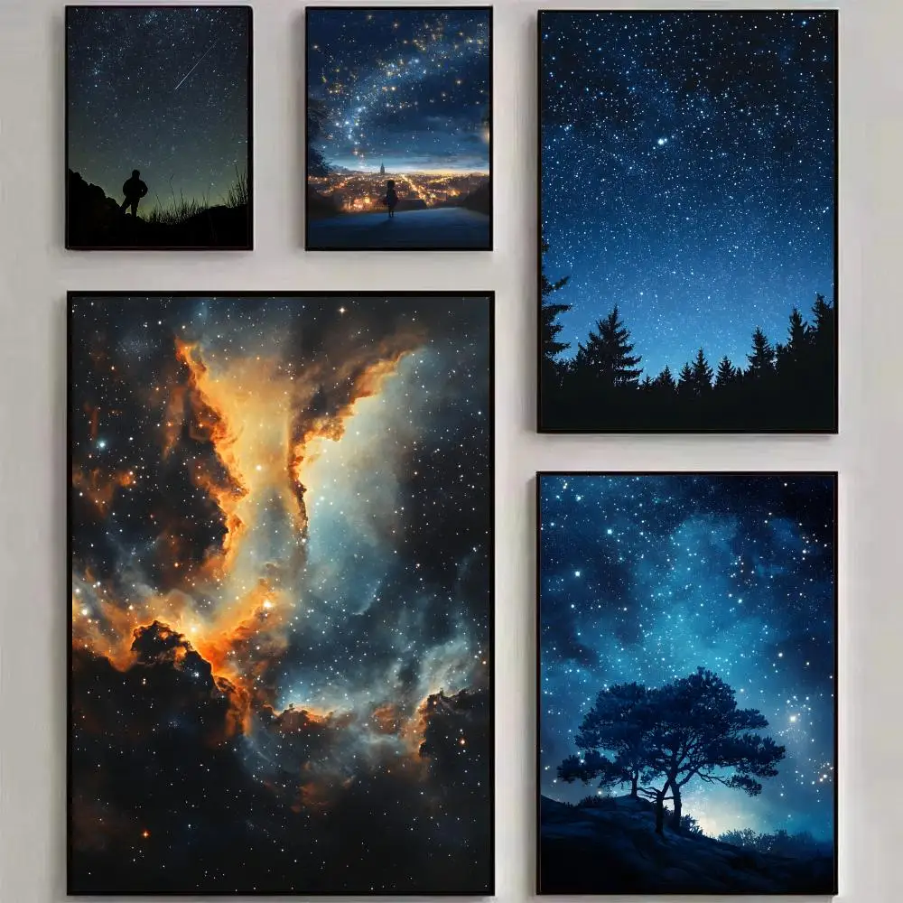 Pretty drem Galaxy starry sky Poster HD art sticky wall waterproof home living room bedroom bar aesthetic decoration