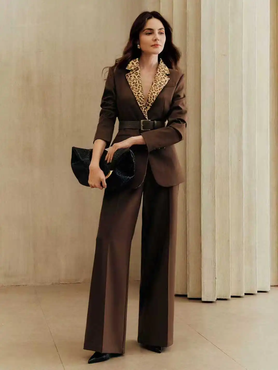 Leopard Print Women Suit Set 2 Pcs Blazer+Pants Trousers Spring Autumn Formal Office Lady Jacket Customized Wedding Guest Coat