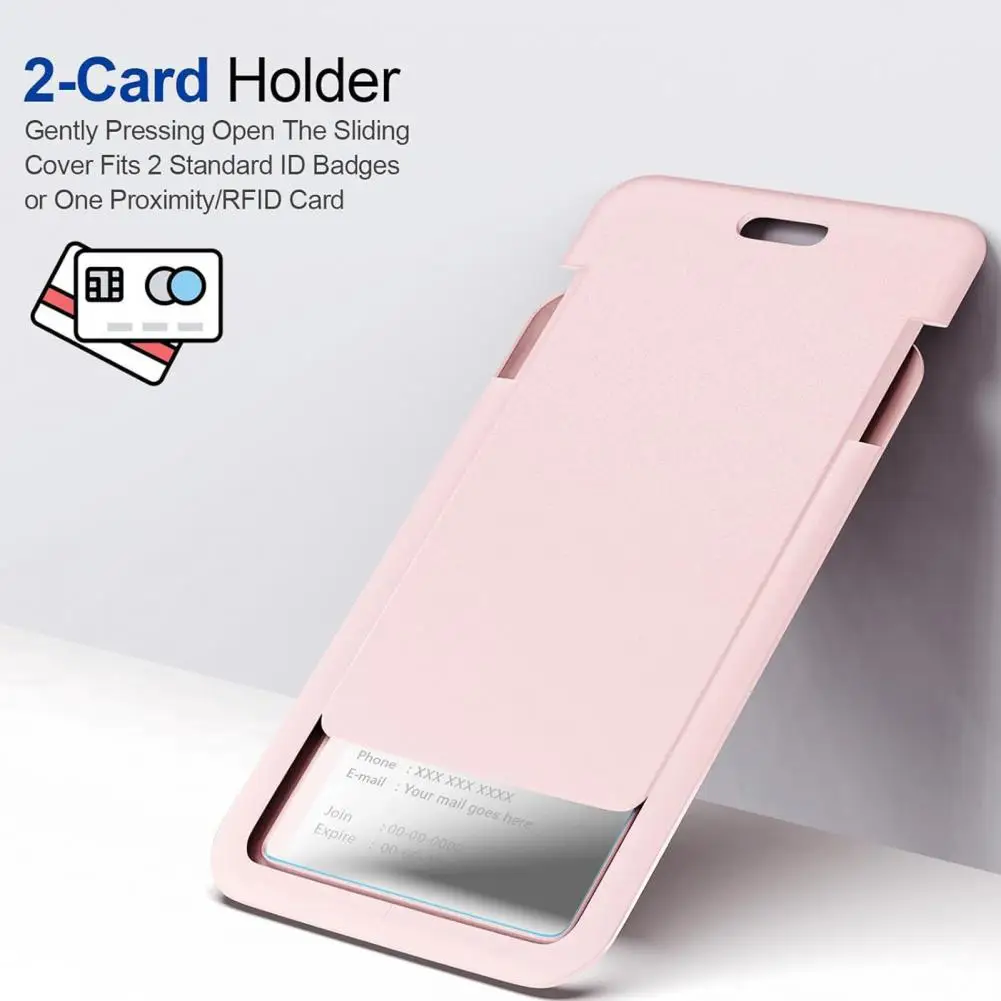 ID Card Holder Slide Cover Transparent Window Hanging Hole Protective Certificate Holder Students Nurse Name Card Protector