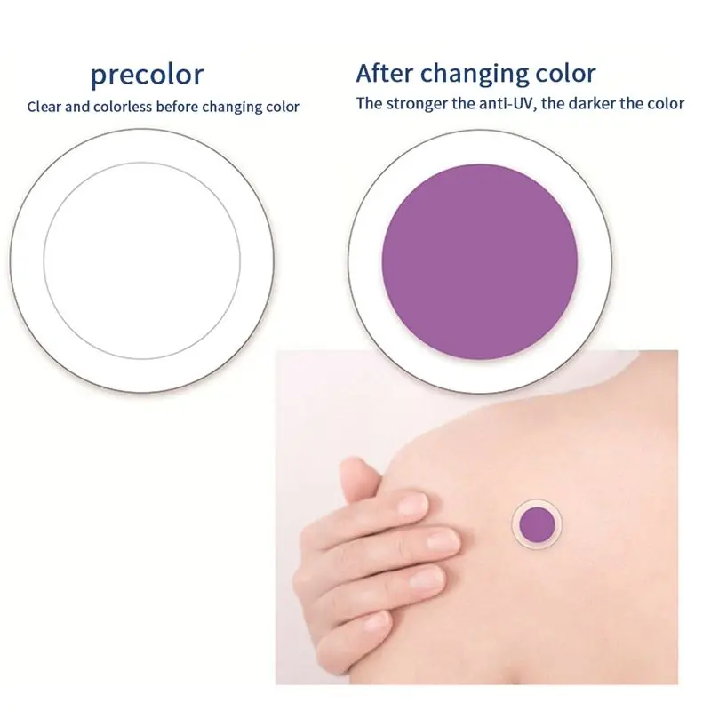 ملصقات A38F للأشعة فوق البنفسجية، رقعة شمسية للوقاية من الشمس، ملصقات دائرية الشكل مقاس 15 مم للحماية من الأشعة فوق البنفسجية باللون الأرجواني (عبوة من 300 قطعة)