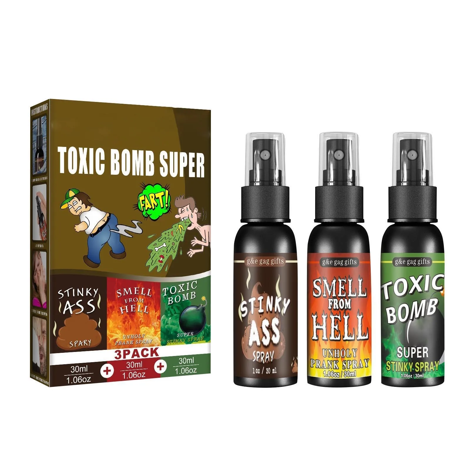 30 ml Poop Spray Kreative Flüssigkeit Furz Gag Streich Witz Spray Lustiges Spielzeug Ungiftige Stinkbomben Extra Starke Stinkende Stinkende Gas Spray