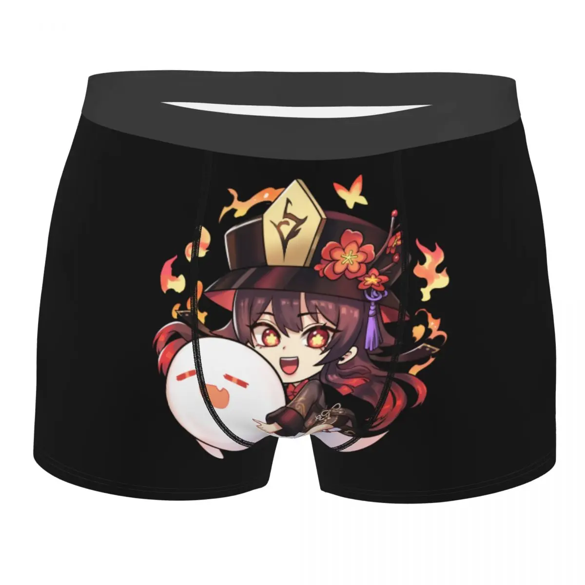 Cool Hu Tao Chibi Genshin Impact Spirit Soother Boxers Shorts Underpants Men's Stretch Briefs Underwear