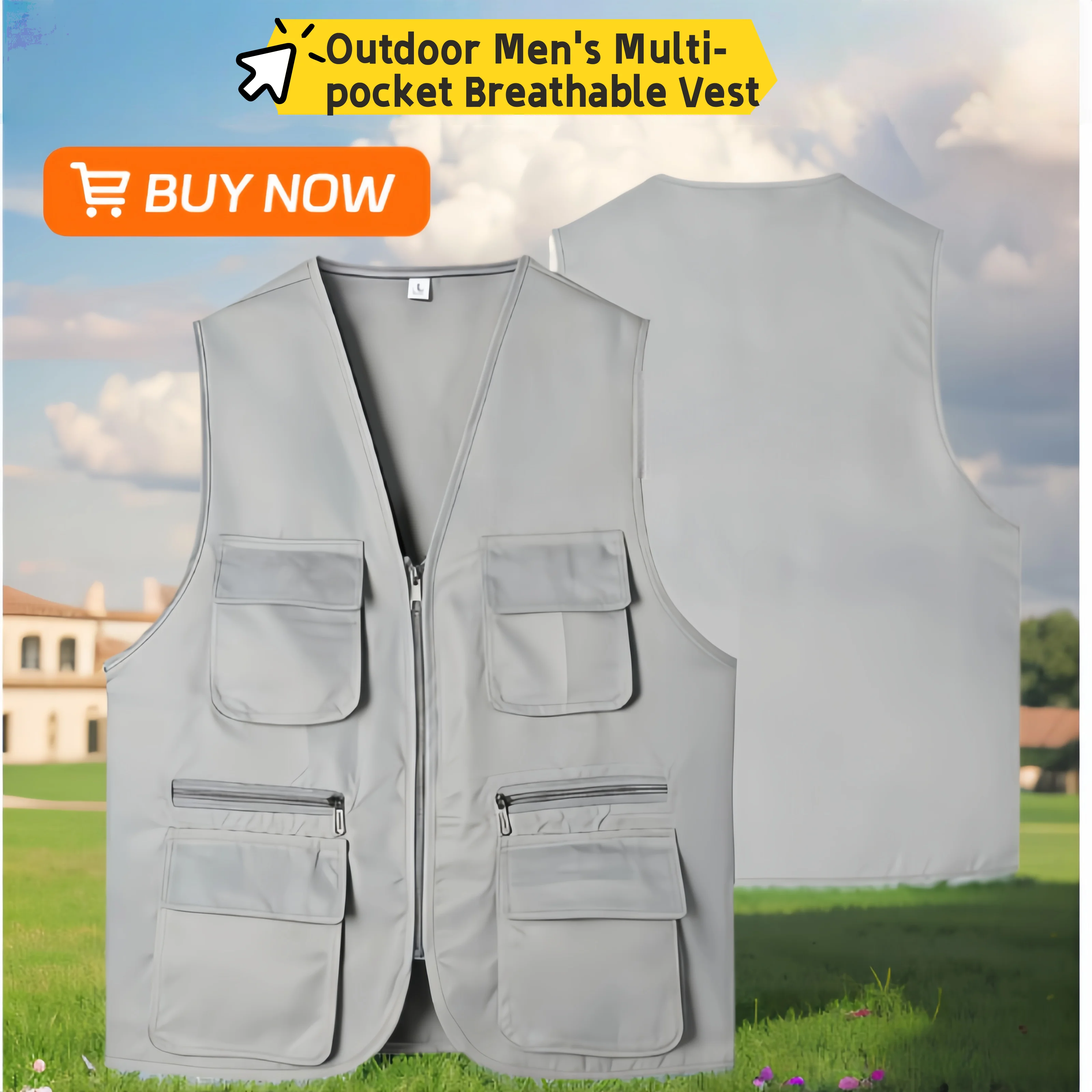 2025 New Outdoor Male Casual Summer Big Size Cotton Sleeveless Work Vest Men Multi Pocket Photograph Waistcoat