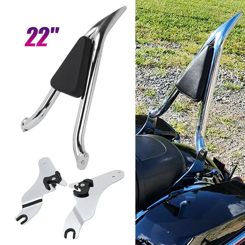 

Motorcycle 22'' Detachable Chrome Rear Passenger Backrest Sissy Bar For Harley Touring Road King Electra Ultra 121cvo 23-24