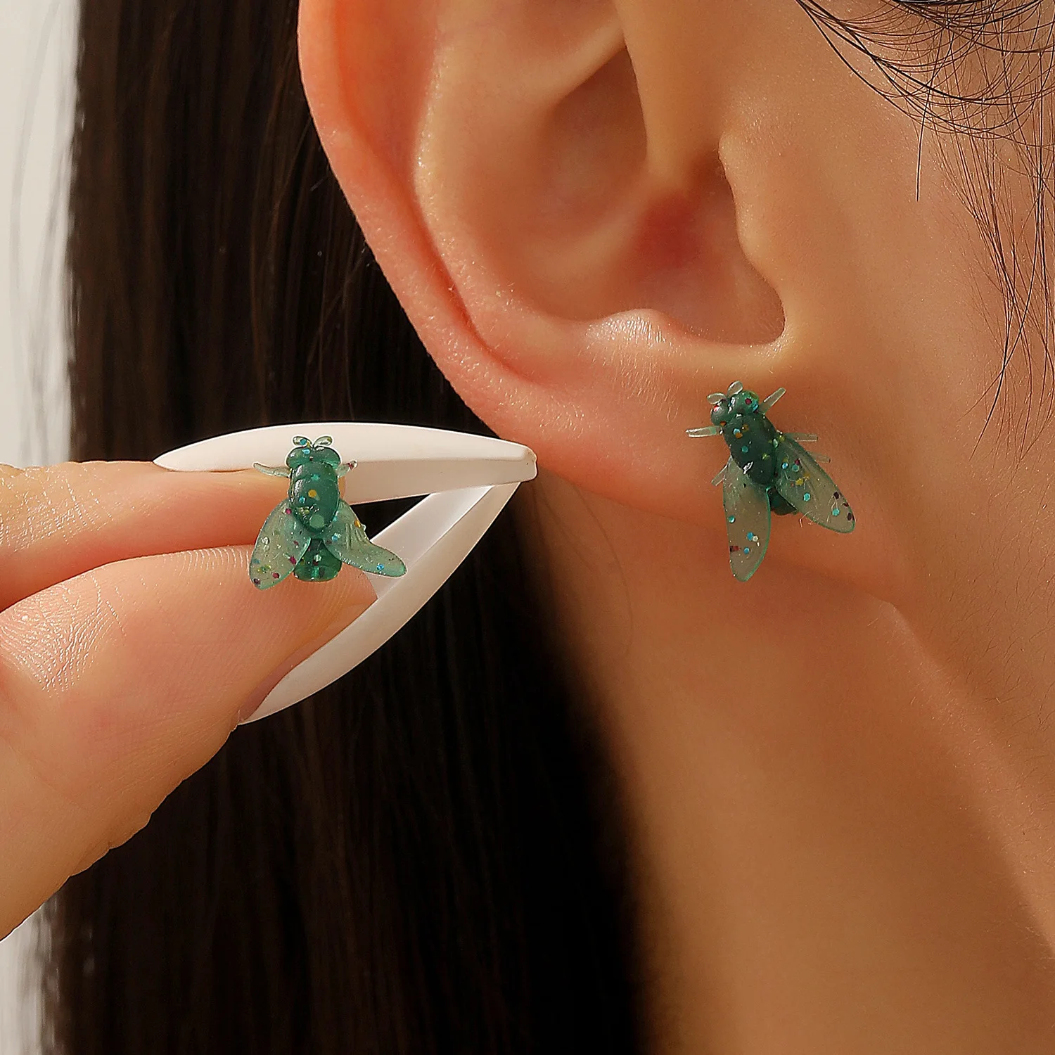 الإبداعية واقعية يطير الذباب الصغيرة وأقراط مضحك فريد البعوض الأقراط الأزياء الجدة مجوهرات الإكسسوارات صديق الهدايا