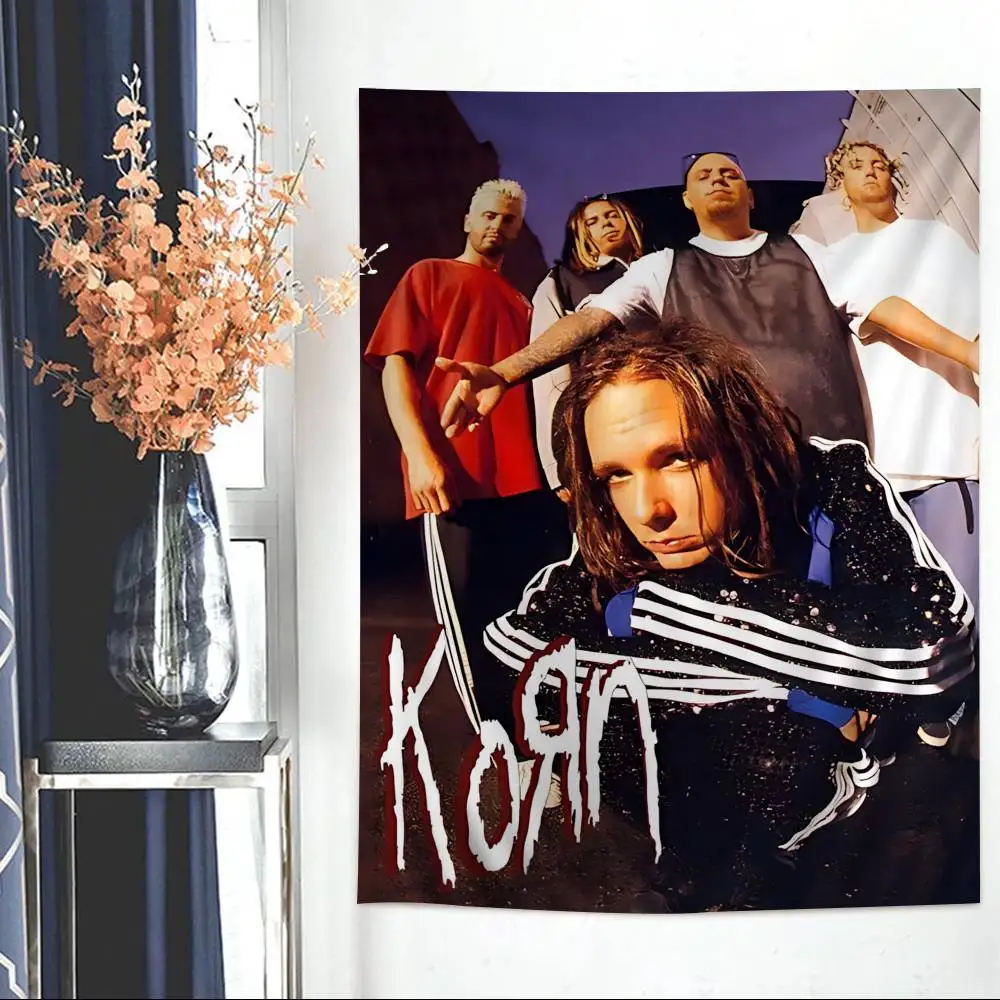 Metal Band K-Korn Anime Tapestry Hippie Flower Wall Carpets Dorm Decor Wall Hanging Home Decor