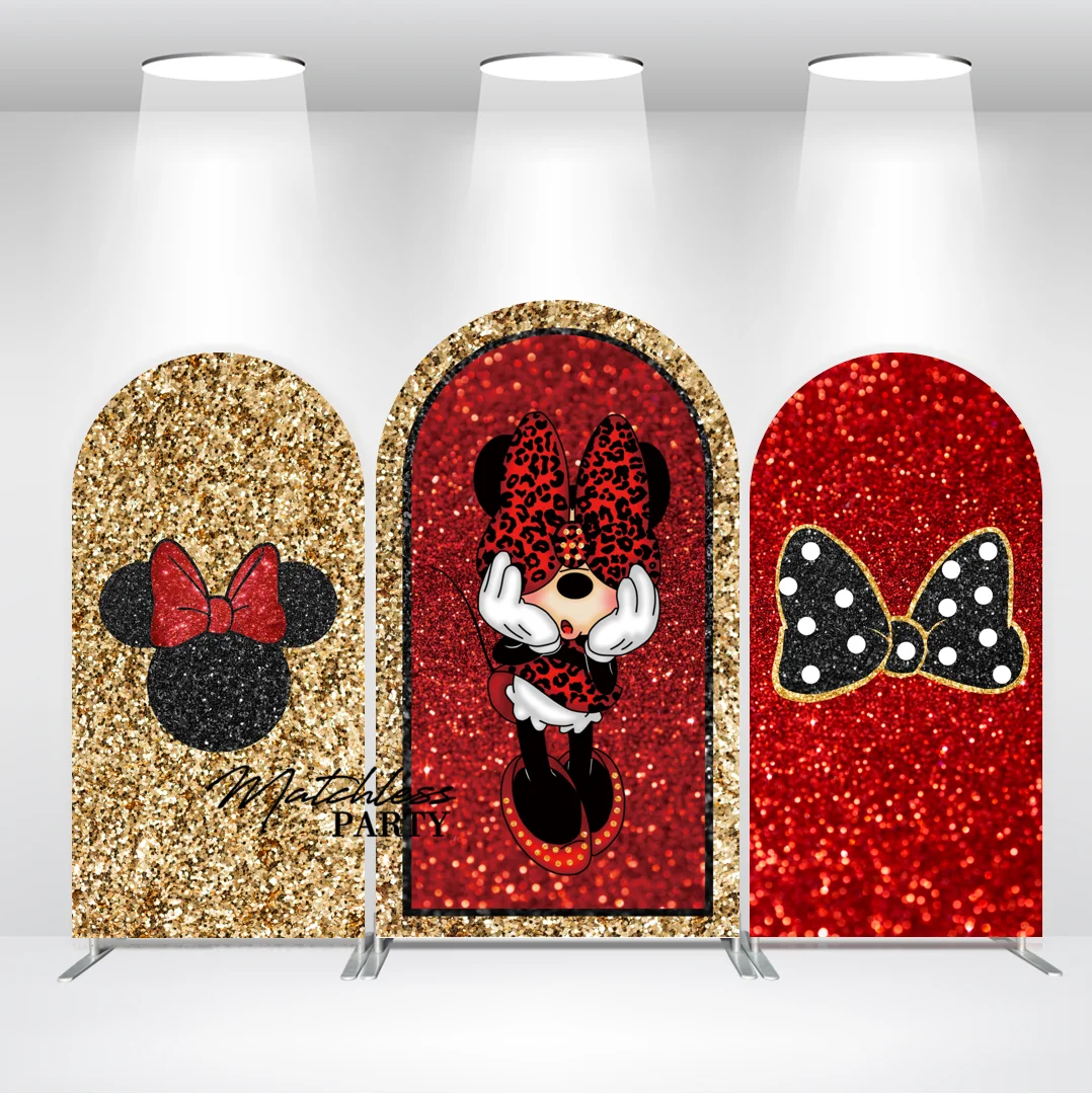 

Fabric Minnie Mouse Baby Shower Birthday Party Arch Backdrop Cover