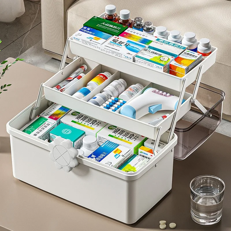 Large Capacity Family Medicine Organizer Storage Box Portable Emergency First Aid Kit Medical Pharmacy Organizer Case SNHX04