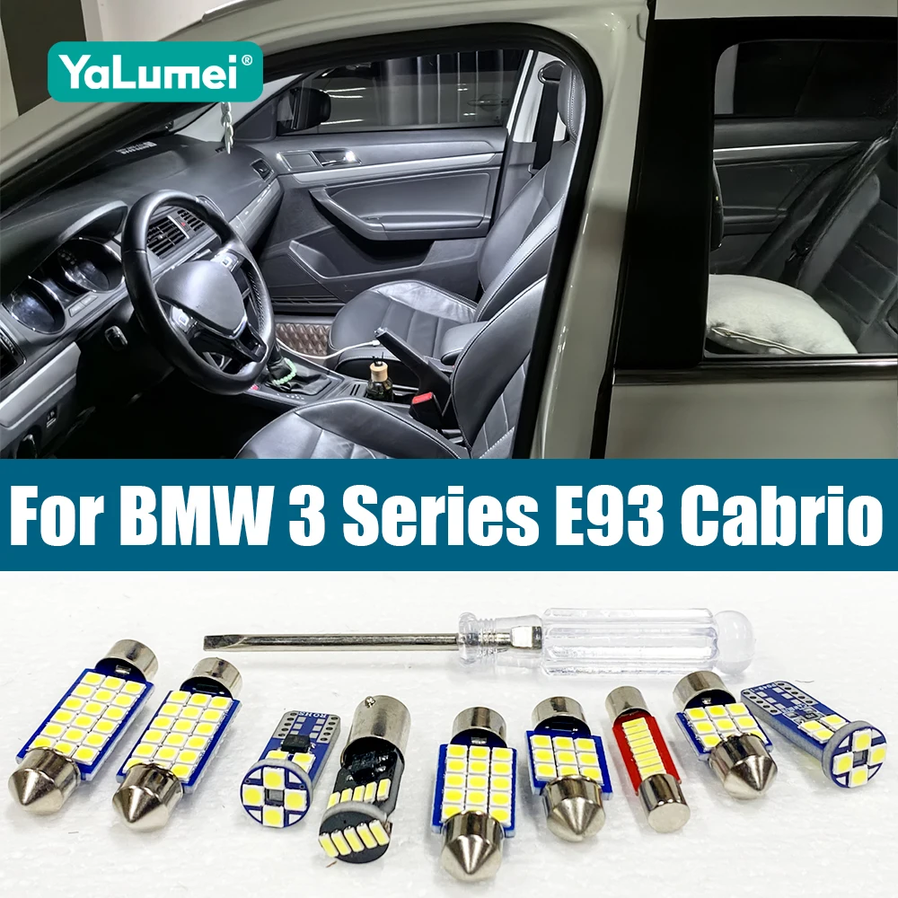 For BMW 3 Series E93 Cabrio 2007-2013 9PCS Car LED Bulbs Interior Reading Lamp Glove Box Vanity Mirror Trunk Light Accessories