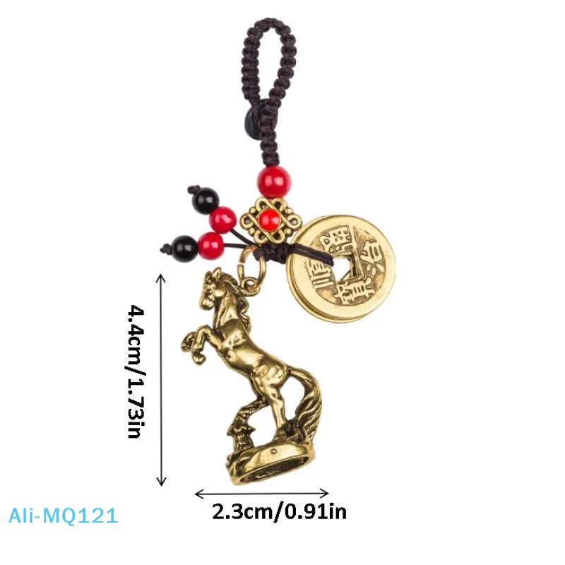 【م】2026 سنة الصينية زودياك الحصان محظوظ قلادة المفاتيح النحاس فنغ شوي الثروة حلقة رئيسية النساء الرجال حقيبة حلية مجوهرات هدية #6