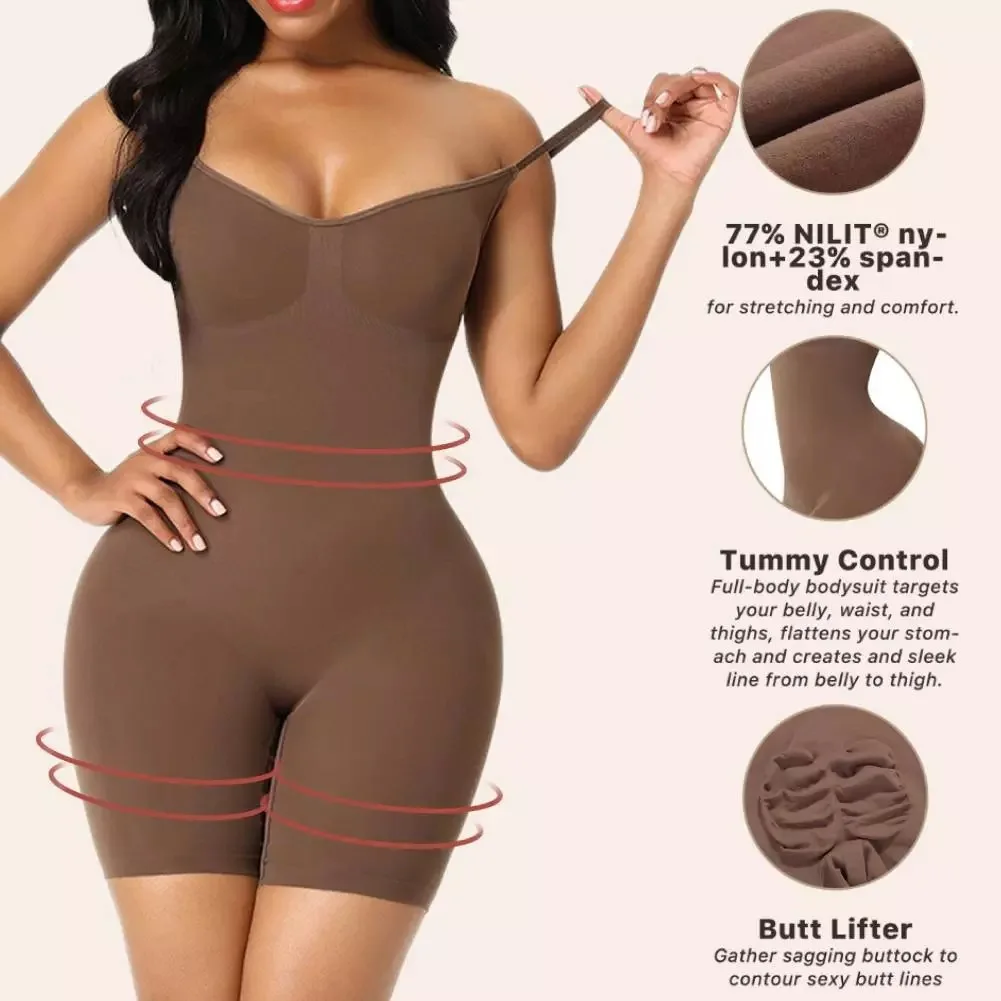 Women's Seamless Cami Bodysuit Shapewear Tummy Control Butt Lifting Full Body Shaper for Dresses & Daily Wear