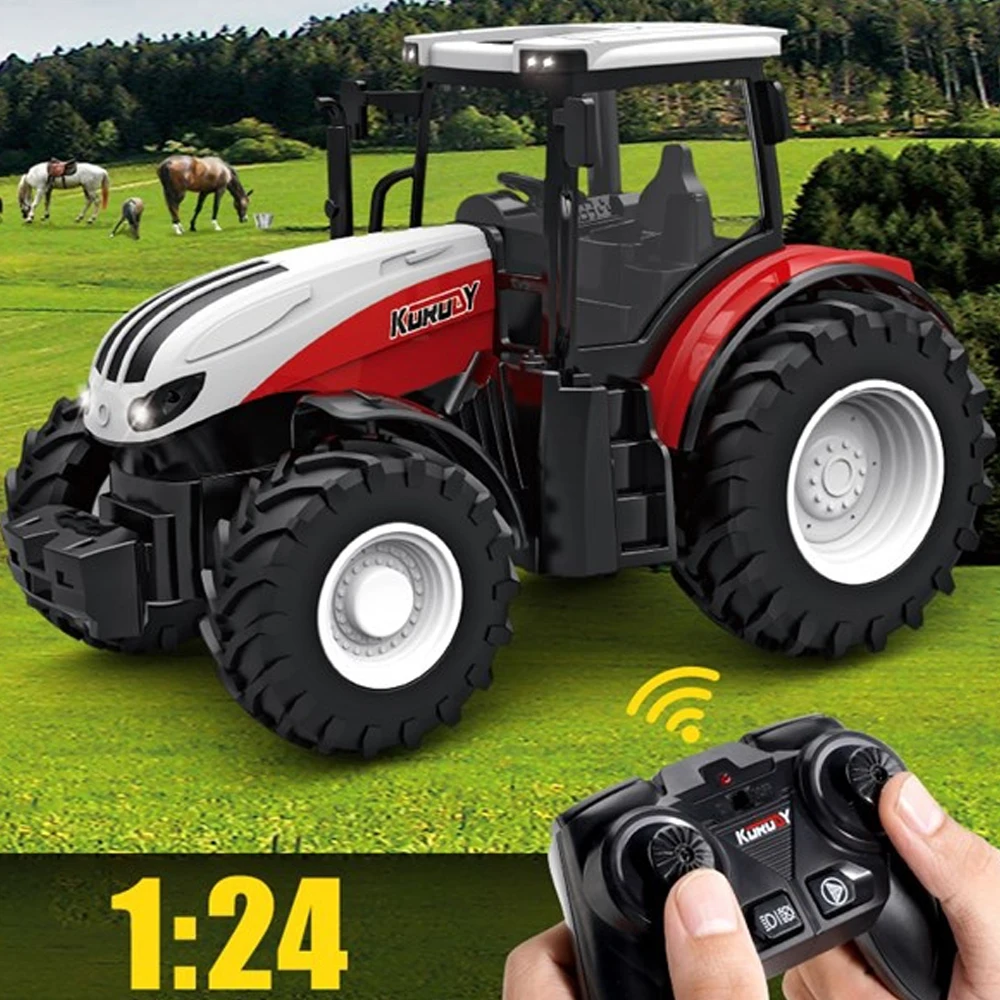 RC ciągniki rolnicze przyczepa samochodowa 2.4G Radio sterowane samochody rolnictwo symulator ciężarówka miniaturowy rolnik Model zwierzęcia zabawki dzieci chłopiec