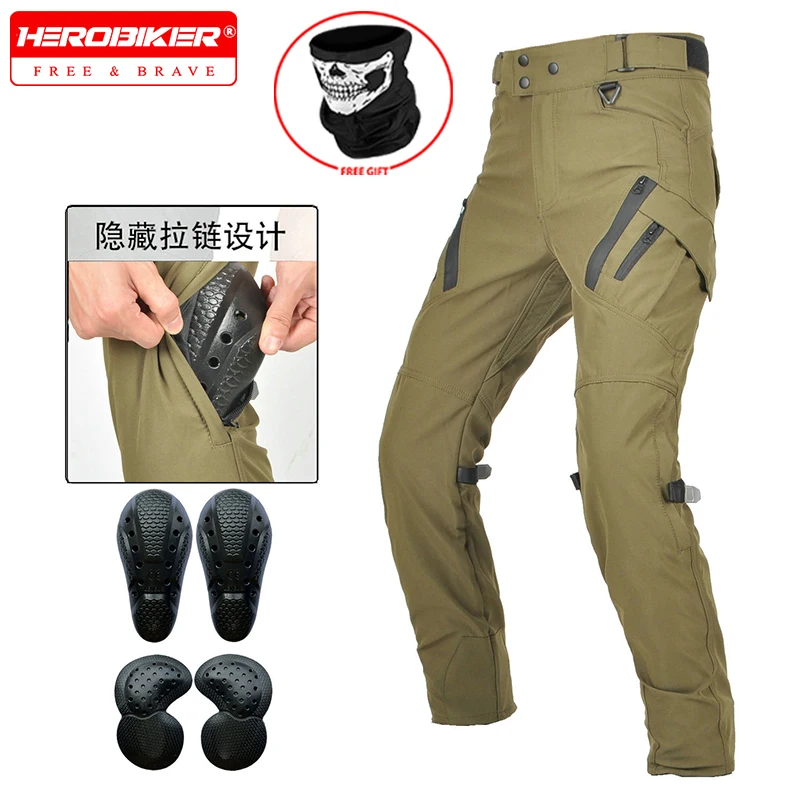 

VOLERO мотоциклетные брюки в стиле милитари зеленые ветрозащитные эластичные водонепроницаемые брюки с высокой талией для мотокросса с защитой от падения
