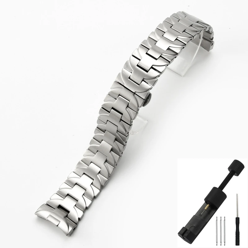For Panerai Luminor PAM411 PAM111 PAM01316 Solid Stainless Steel Curved End Link Watch Strap Adjustable Band 22/24mm Bracelet