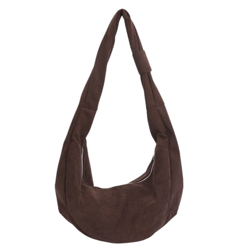 

Zipper Suede Matte Dumplings Bag Large Capacity Solid Color Vintage PU Crossbody Bag Handbag Korean Style Female Tote Bag