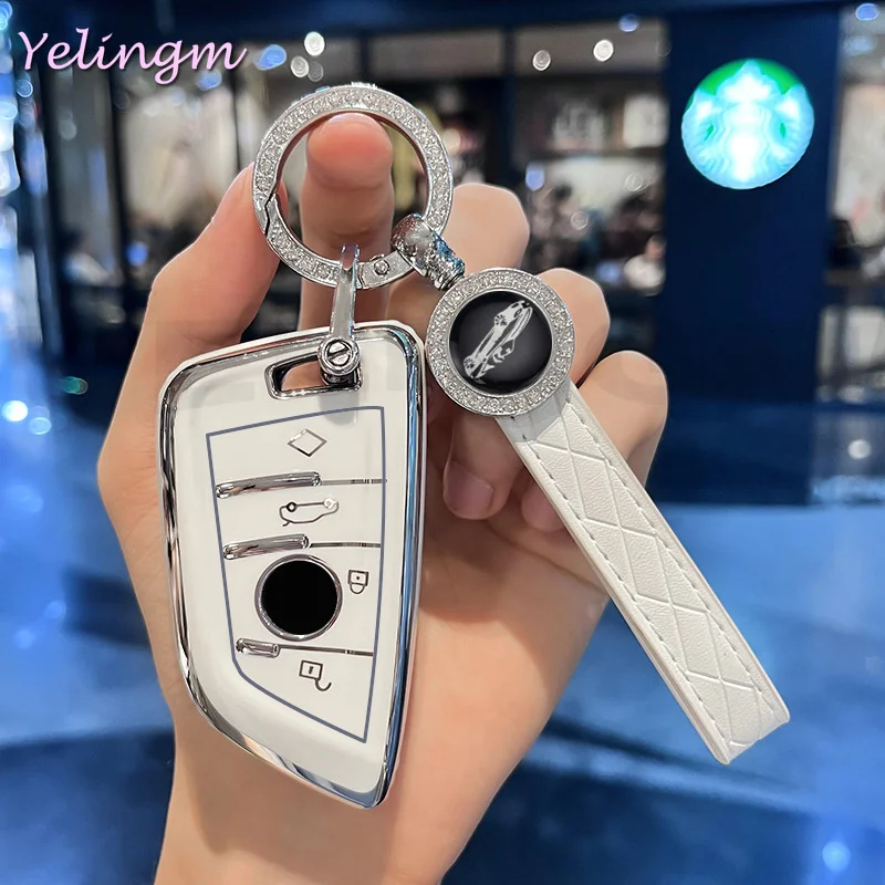 4-Tasten-Schlüsselhülle für BMW 2er, 3er, 5er, 6er, 7er, X1, X2, X3, X5, X6 2023 2022 2021 – Neuer TPU-Schlüsselanhänger mit Ring und Schutzhülle