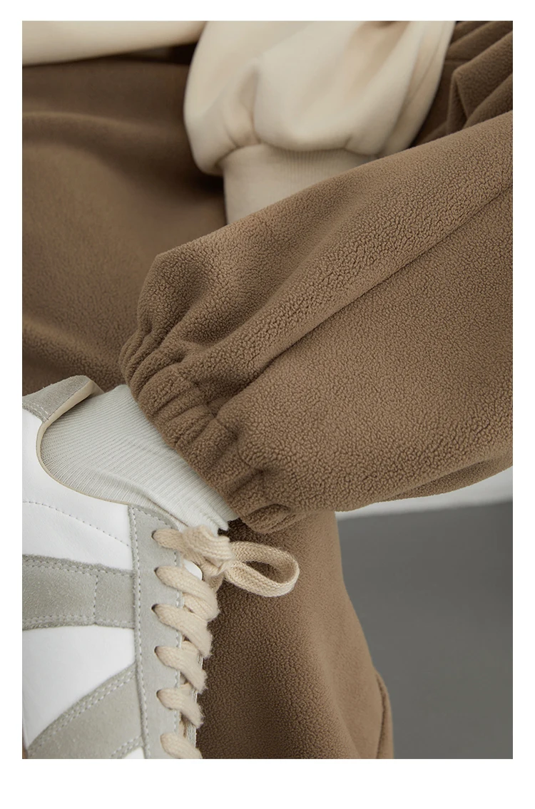 CHIC VEN Women's Pant Loose Casual New High Waist Fleece Pant Thick Plush Warm Female Sports Trousers Autumn Winter 2023