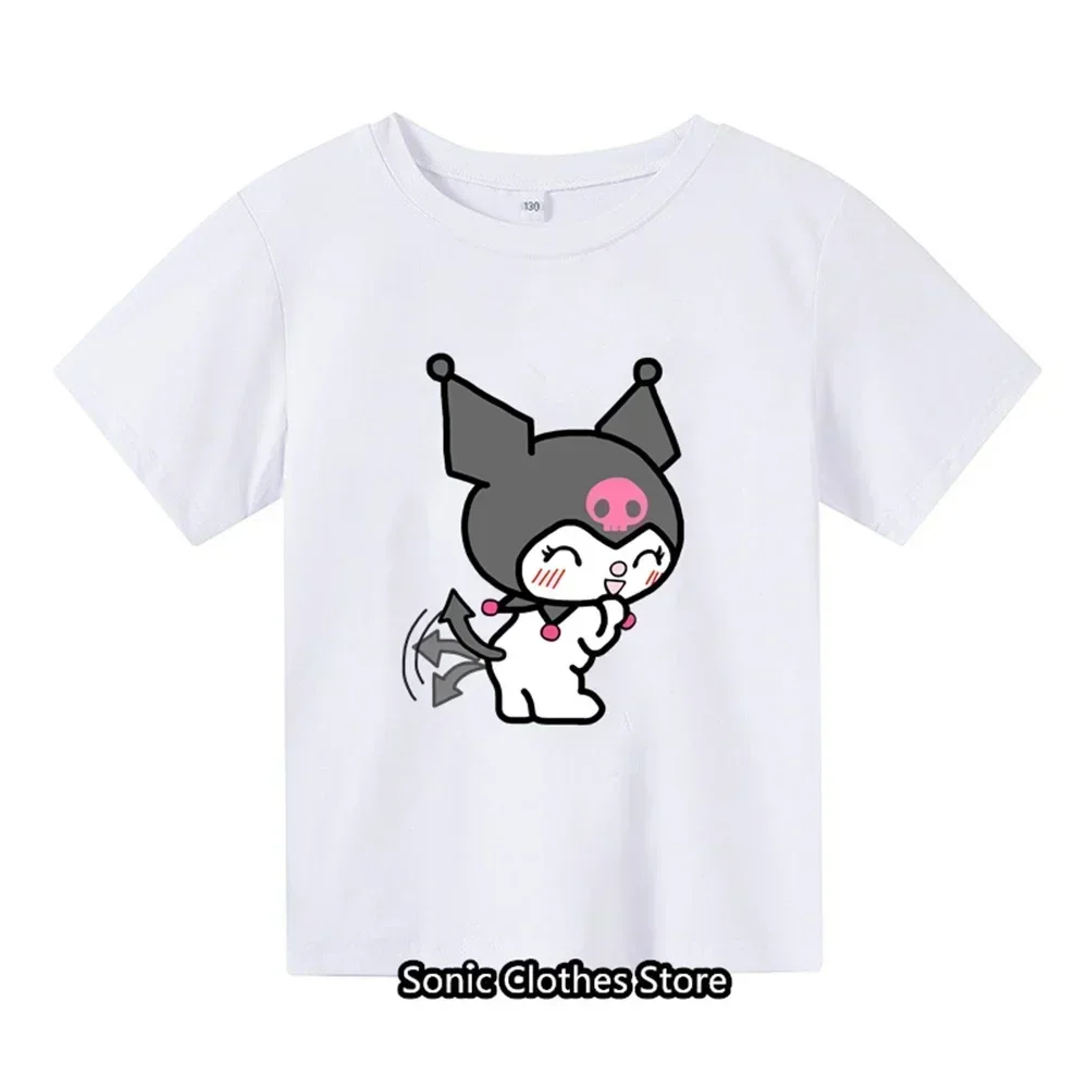 2024 New Kawaii Kuromi T-shirt 3-14 Year Old Children's Cartoon Anime Pattern Children's Girls Boys Fashion Casual Short Sleeves