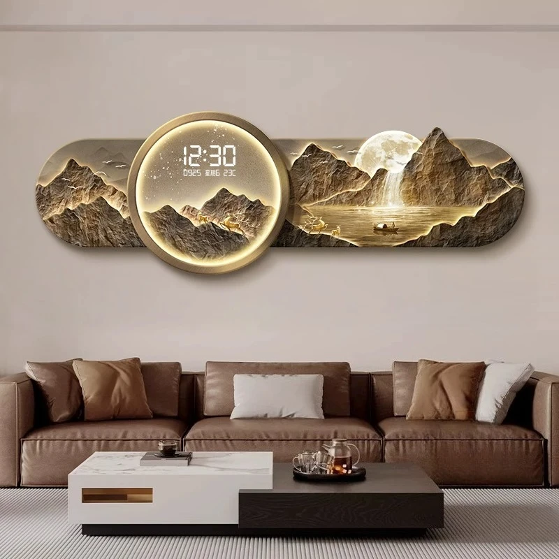 Modern High-End LED Wall Clock Living Room Decor Modern Luxury Electronic Wall Clock High-end TV Sofa Background Wall Clocks