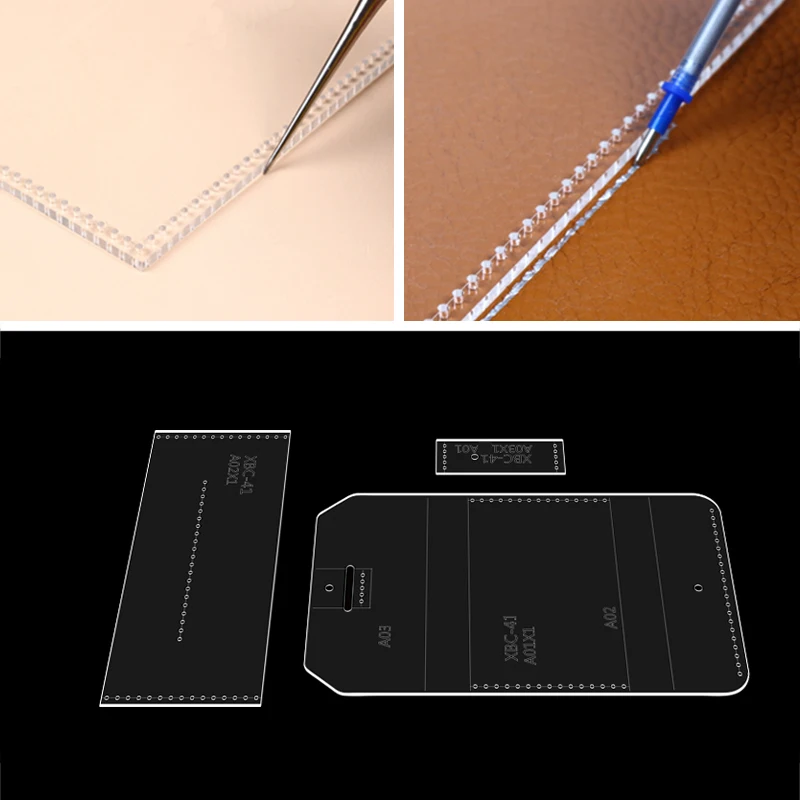 YOMDID Card Holder Acrylic Leathercraft Template DIY Business Card Holder Making Leather Tool Stencil Handcraft Leather Supplies