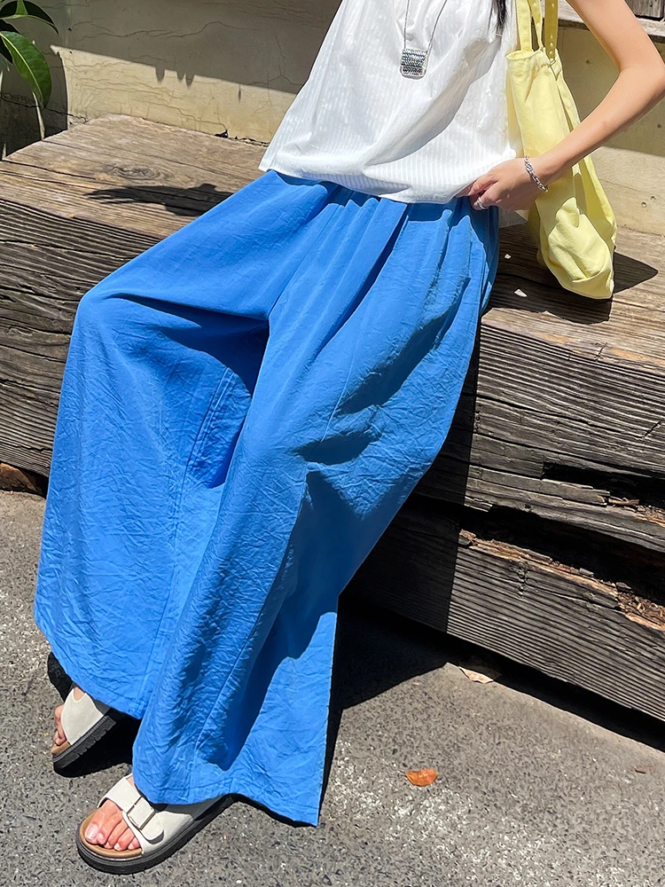 

Ice silk linen wide leg pants women summer Japanese lazy style cotton linen Yamamoto pants high waisted loose pants skirt
