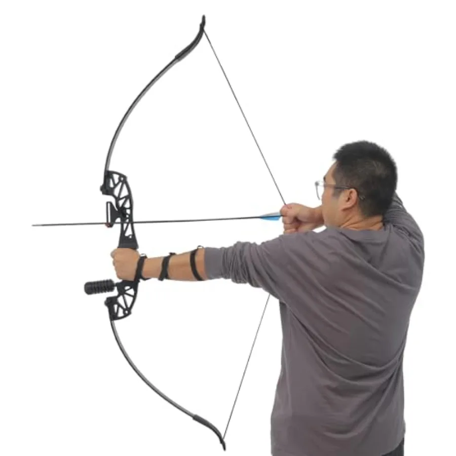 

Набор для стрельбы из лука: 54-дюймовый рекурсивный лук с натяжением 40 фунтов, для правой руки, с защитой для пальцев и предплечья, из алюминиевого сплава, длинный лук для стрельбы из лука